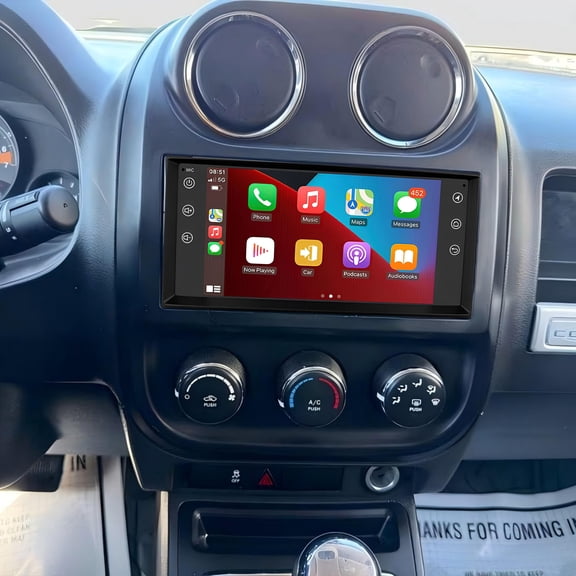 Geabo 2G+32G Car Stereo for Jeep Compass 2009-2017 SUV, Android 13 Double Din 7 Inch IPS Touchscreen Car Radio CarPlay & Android Auto GPS WiFi Bluetooth Mirror Link SWC