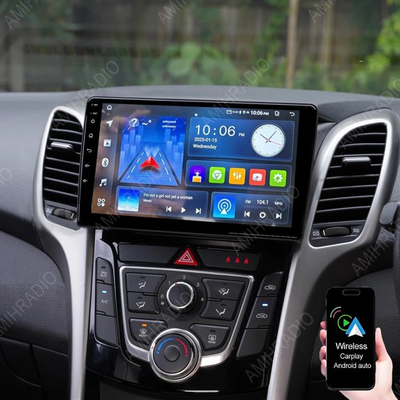 Geabo 2G+64G Car Stereo for Hyundai I30 GD 2012-2017, 9 Inch HD Touchscreen Radio Android 13 with Wireless CarPlay Android Auto GPS/Navi/WiFi/Bluetooth Mirror Link Car Radio with AHD Camera