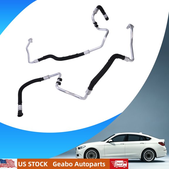 Geabo 2Pcs Engine Oil Cooler Line Set Engine Oil Pipe Assembly for BMW F07 F12 F13 F02 550i 650i 750Li N63 2009-2013,17227589510, 17227589509