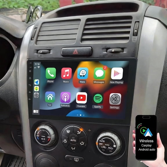 Geabo 4+64G Android 15 Car Stereo for Suzuki Grand Vitara 2005-2015 Radio, Upgrade 9 Inch Touch Screen with Wireless Carplay Android Auto Mirror Link Bluetooth GPS SWC WiFi FM Backup Camera