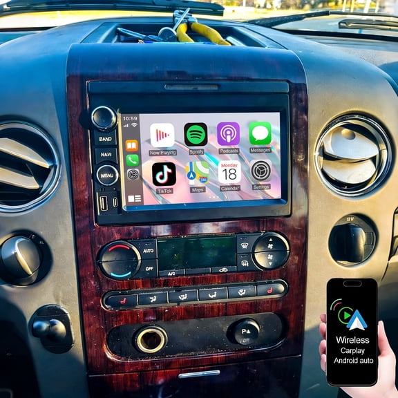 Dexico 4G+64G Android Car Radio for Ford F150 2004-2008 with Wireless CarPlay and Android Auto, Car Stereo Support Mirror Link GPS Bluetooth WIFI FM/RDS SWC Backup Camera
