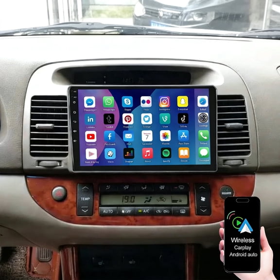 Geabo 4G+64G Android Car Stereo Carplay for Toyota Camry 2000-2006, 9 Inch Touch Screen Car Radio with Wireless Carplay Android Auto GPS WiFi Bluetooth FM/RDS Mirror Link Backup Camera