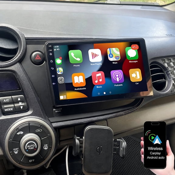 Dexico 4G+64G Car Radio for Honda Insight 2009-2014 with Wireless Carplay Android Auto, 9 inch Touchscreen Car Stereo Support Mirror Link WiFi GPS Navigation Bluetooth FM RDS EQ SWC Backup Camrea