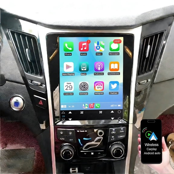 Dexico 4G+64G Car Radio for Hyundai Sonata 2011-2015, Android 13 Car Stereo with Wireless CarPlay Android Auto Mirror Link GPS 9.7” HD Touchscreen Bluetooth FM/RDS,WiFi Rear Camera