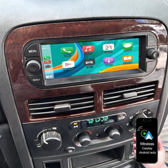 Geabo 6.86" Inch Car Stereo for Jeep Dodge GrandCherokee, for Chrysler PT Cruiser 2001, Touch Screen Car Radio with Wireless Carplay Android Auto GPS Navigation Bluetooth FM/RDS SWC Backup Camera