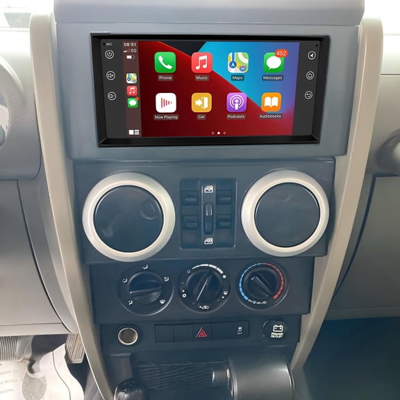 Geabo 7 Inch 2G+32G Car Stereo for Jeep Wrangler/Unlimited 2007-2010 SUV, Android 13 Double Din IPS Touchscreen Car Radio with Wireless CarPlay Android Auto GPS WiFi Bluetooth Mirror Link SWC