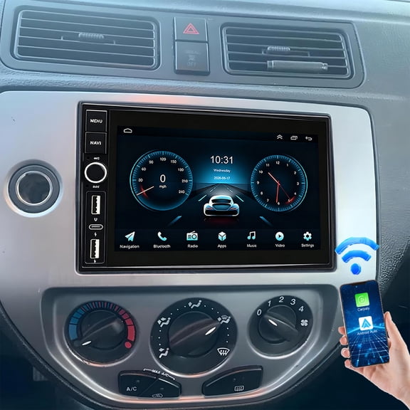 Geabo 7 Inch Touch Car Radio for Ford Focus 2005-2007, Android 15 4GB+64GB In-Dash Stereo Wireless CarPlay Android Auto GPS FM/RDS Bluetooth 5.0 WiFi SWC Mirror Link