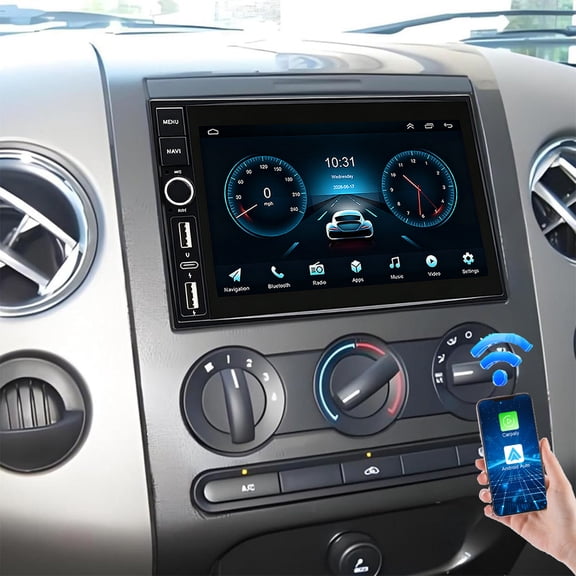 Geabo 7in Android 15 Car Stereo Unit for Ford F-150 2004-2008, 4GB+64GB Touch Radio Wireless CarPlay Android Auto GPS Navigation FM/RDS WiFi BT5 Mirror Link SWC