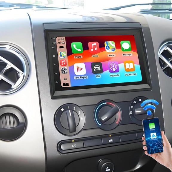 Geabo 7in Android 15 Car Stereo Unit for Ford F-150 2004-2008, 4GB+64G Touch Radio Wireless CarPlay Android Auto Split Screen Bluetooth GPS