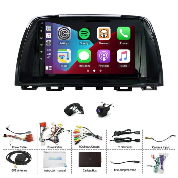 Geabo 9 Inch Android 15 Car Stereo GPS Navigation Head Unit for Mazda 6 GL GJ 2012-2017, 2+64G, Carplay Android Auto, Split Screen, DSP, AM/FM, SWC, Bluetooth, WiFi Touchscreen Multimedia Player