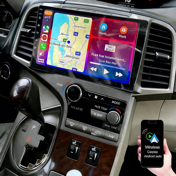 Geabo 9 Inch Car Stereo Radio for Venza 2008-2016 with Wireless Carplay Android Auto, Android 15 GPS Navi Head Unit Support WiFi Bluetooth FM/RDS SWC with AHD Camera, 4+64GB