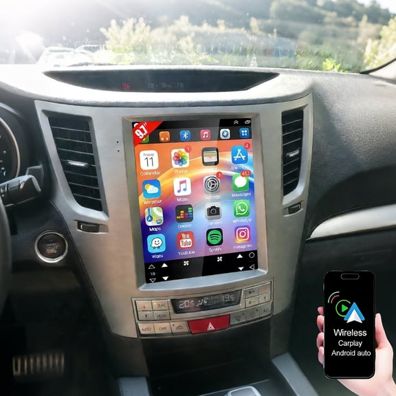 Geabo 9inch Touchscreen Car Stereo Radio for Subaru Outback 2009-2014 with Wireless CarPlay Android Auto, Android 14 Media Player Support GPS Navigation WiFi Bluetooth FM EQ Backup Camera, 2+64G