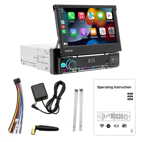 Dexico Android 13 Car Player 7" Screen RDS Radio Bluetooth 5.1 Music WiFi Wired and Wireless with Carplay/Android Auto Steering Wheel Control Driving Recorder DAB GPS Navi Head Unit 2+64GB