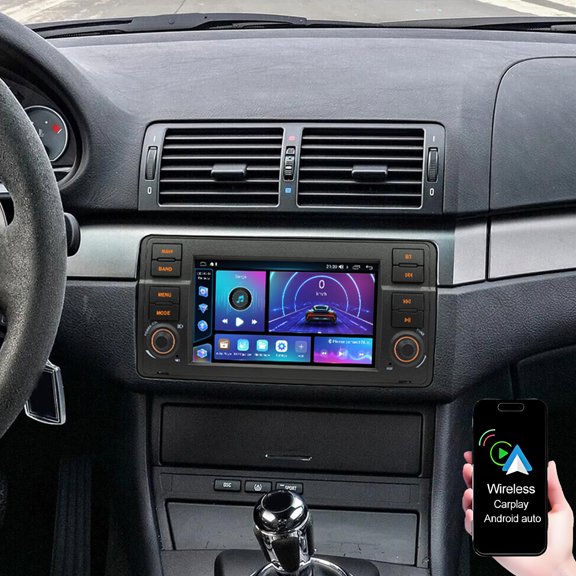 Geabo Android 13 Car Radio for BMW E46 1998-2006, 7inch IPS Touch Screen Stereo with Wireless Carplay Android Auto Bluetooth FM/RDS GPS WiFi SWC Camera