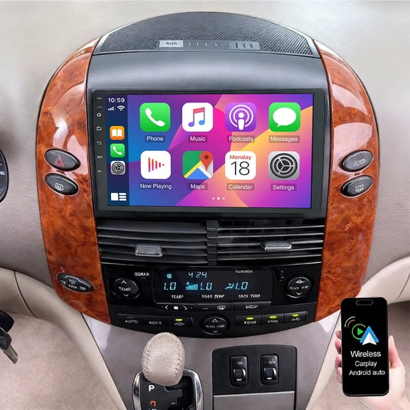 Geabo Android 13 Car Radio for Toyota Sienna 2004-2010, 9 Inch IPS Touch Screen Car Stereo with Wireless CarPlay Android Auto Bluetooth WiFi GPS FM/RDS SWC+Backup Camera
