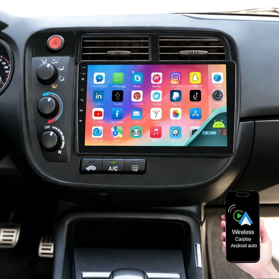 Dexico Android 13 Car Stereo for Honda Civic 1996-2001 with Wireless Carplay Android Auto, 9 inch Touchscreen Car Radio Support Bluetooth WiFi GPS Navigation FM/RDS Backup Camera