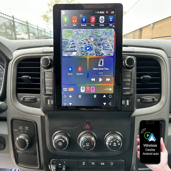 Dexico Android 13 Car Stereo for Ram 1500 2500 3500 2013-2018, 9.7 Inch Touch Screen Car Radio with Wireless Carplay Android Auto WiFi Bluetooth FM/RDS GPS Navigation Backup Camera