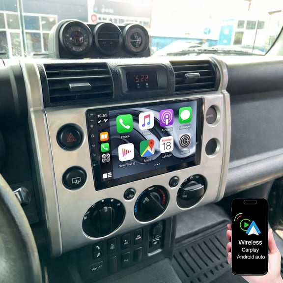 Geabo Android 15 Car Radio for Toyota FJ Cruiser 2006-2020, 4G+64G 9 inch Touch Screen Car Stereo with Wireless CarPlay Android Auto Head Unit Support Bluetooth/GPS/WiFi/RDS/FM/HD Backup Camera