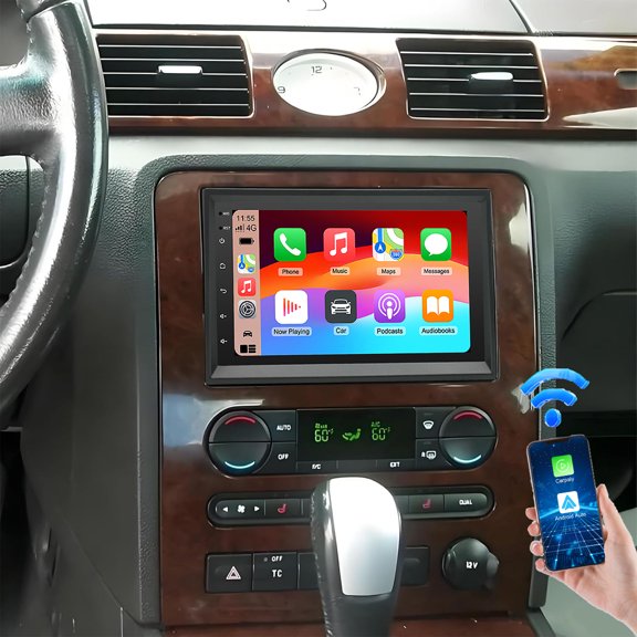 Geabo Android 15 Touchscreen Head Unit Fit Ford Five Hundred 2005-2007, 7 Inch 4+64G Car Stereo Split Screen GPS WiFi CarPlay Android Auto Steering Controls