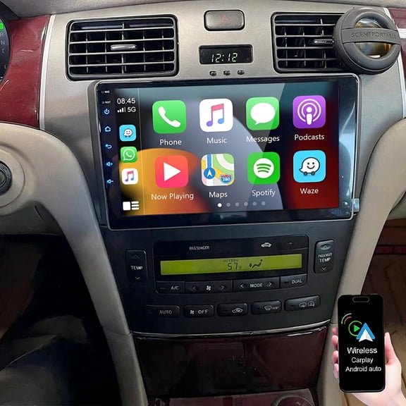 Dexico Android Car Radio for Lexus ES300 ES330 2001-2006 with Wireless Carplay Android Auto 9 Inch Touch Screen Car Stereo Support Bluetooth FM RDS/WiFi/GPS Navigation/SWC+HD Backup Camera