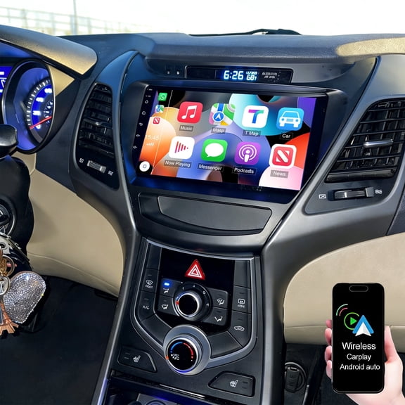 Geabo Android Car Stereo for Hyundai Elantra 2014-2016 Radio, 9inch Touch Screen Stereo with Wireless CarPlay Android Auto Bluetooth FM/RDS GPS WiFi Mirror Link SWC + Backup Camera