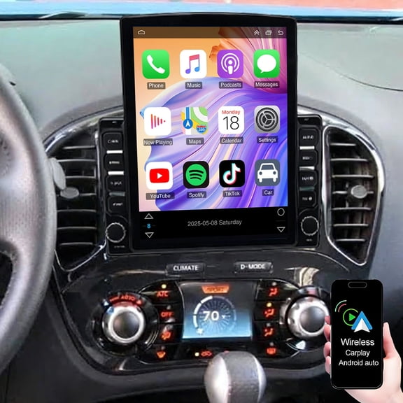 Dexico Car Radio for Nissan Juke 2010-2014 Stereo with Wireless Carplay Android Auto, 10.1" HD Touchscreen Buit-in WiFi FM/RDS Bluetooth GPS Navigation SWC Backup Camera