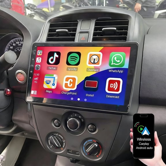 Geabo Car Radio for Nissan Versa Sedan 2015-2019, Android 13 Car Stereo 10.1" Touchscreen wirh Wireless Carplay Android Auto Bluetooth GPS Navigation WiFi FM/RDS with Rear View Camera