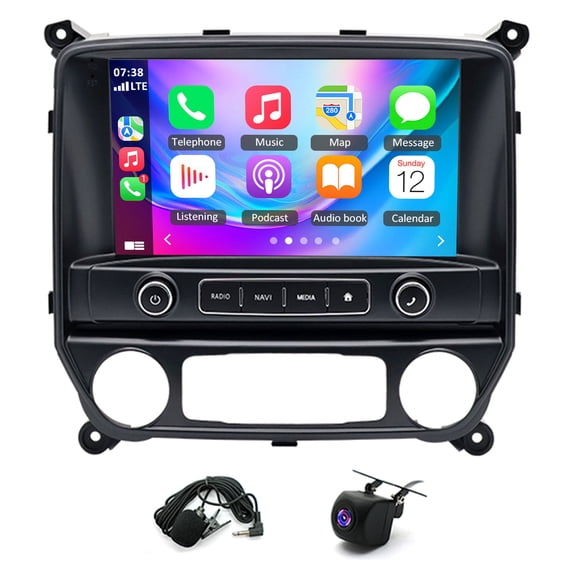 Geabo Car Stereo for Chevrolet Silverado 2014-2018 Low-Trim, Android 14 7" Touchscreen Radio with CarPlay Android Auto GPS Bluetooth WiFi FM RDS DSP SWC Mirror Link AHD Camera