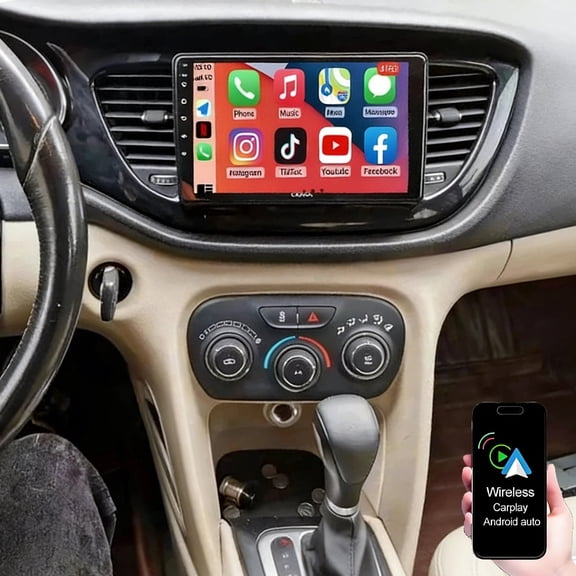 Geabo Car Stereo for Dodge Dart 2012-2016, 9" HD Touchscreen Android 15 Car Radio with Wireless CarPlay Android Auto, Support GPS Navigation Bluetooth WiFi SWC FM/RDS Backup Camera