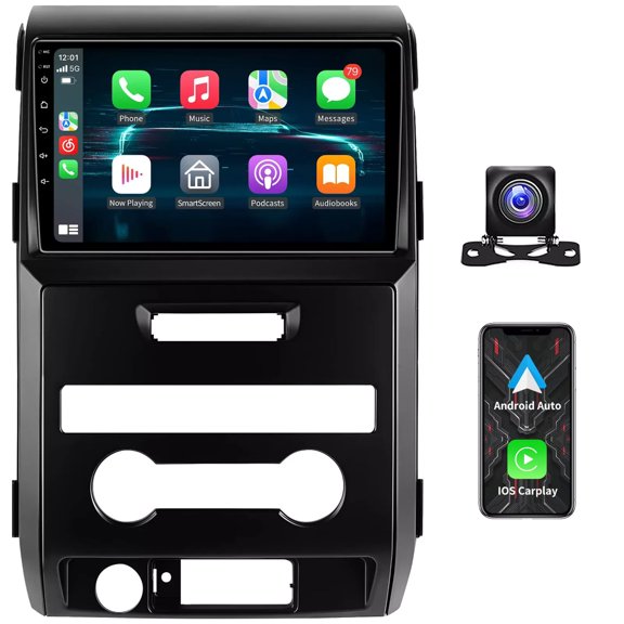 Geabo Car Stereo for Ford F150 2009-2014, Android 14 9 Inch Touchscreen Radio 2G+64G with Wireless CarPlay Android Auto GPS Navigation Bluetooth 5GHz WiFi FM/RDS DSP SWC AHD Camera Mic