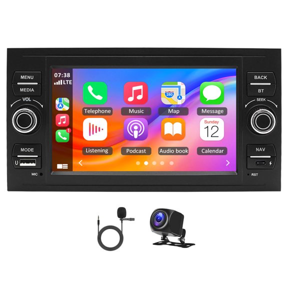 Geabo Car Stereo for Ford Transit 2006-2009 Low-Trim, Android 14 7 Inch Touchscreen Radio with Wireless CarPlay Android Auto GPS Navigation Bluetooth WiFi FM RDS SWC Mirror Link Split Screen