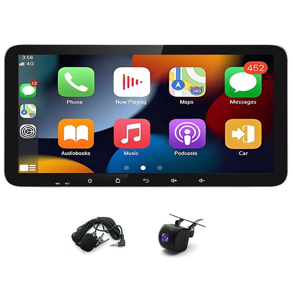 Geabo Car Stereo for Jeep Warngler/Unlimited 2007-2017, Android 15 10.33 Inch Touchscreen Radio with Wireless CarPlay Android Auto GPS Bluetooth WiFi FM SWC Split Screen AHD Camera Mic