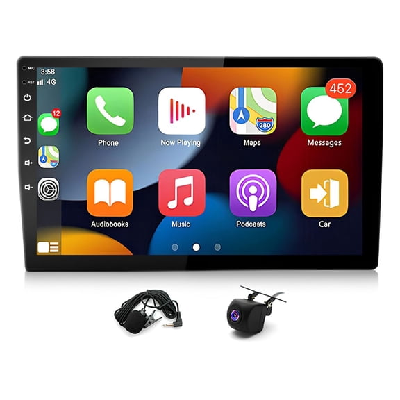 Geabo Car Stereo for Jeep Wrangler JK 2007-2014, Android 13 10.1" Touchscreen Radio with CarPlay Android Auto GPS WiFi Bluetooth FM SWC DVR Split Screen AHD Camera 4GB+64GB