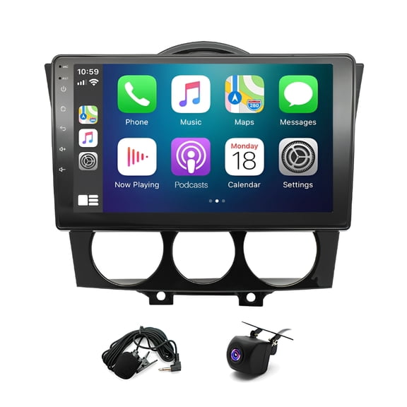 Geabo Car Stereo for Mazda RX-8 2003-2008, Android 15 9 Inch Touchscreen Radio with Wireless CarPlay Android Auto GPS Bluetooth WiFi FM/RDS SWC Split Screen AHD Camera 2G+64G