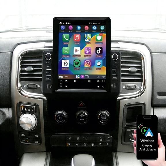 Geabo Car Stereo Radio for Dodge Ram 2013-2019, 9.7 Inch Android Head Unit 2G+64G with Wireless CarPlay & Android Auto GPS FM/RDS Bluetooth WiFi Backup Camera