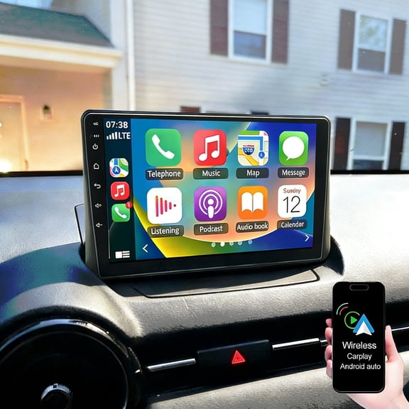 Dexico Car Stereo Radio for Mazda 2 Demio 2014-2023, 9" Touch Screen Double Din Car Radio with Wireless Carplay Bluetooth FM RDS AHD Backup Camera, 2+64G