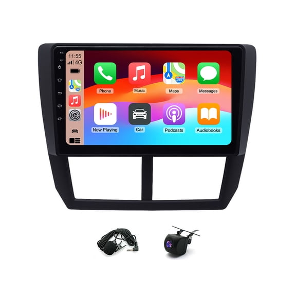 Geabo Car Stereo for Subaru Forester WRX Impreza 2008-2012, Android 15 9" Touchscreen 4+64G Quad Core Radio with CarPlay Android Auto GPS WiFi Bluetooth FM/RDS DSP Mirror Link Split Screen