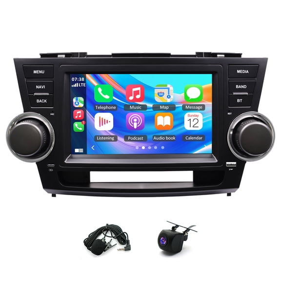 Geabo Car Stereo for Toyota Highlander 2008-2013 Base Trim, Android 14 8" Touchscreen Radio with Wireless CarPlay Android Auto GPS WiFi Bluetooth SWC FM/RDS DSP Split Screen AHD Camera 2+64G