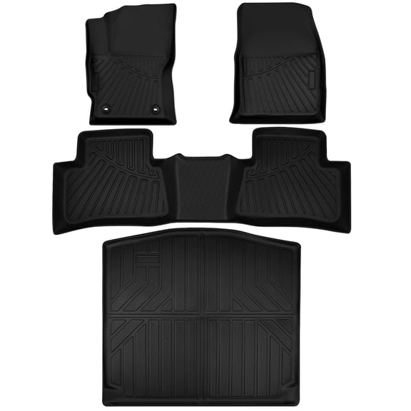 Geabo Floor Mats and Cargo Trunk Liner Set Black All Weather Waterproof Anti Slip for 2022-2024 Toyota Corolla Cross