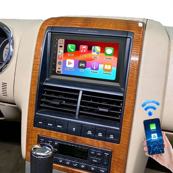 Geabo Multimedia Car Radio Head Unit Fit Ford Explorer 2006-2010, Android 15 7 Inch Touch Stereo 4+64G GPS WiFi Split Screen CarPlay Android Auto SWC