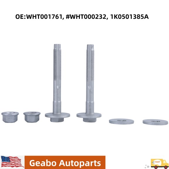 Geabo Rear Lower Control Arm Eccentric Camber Adjustment Bolt Nut Kit for VW Audi Skoda Seat WHT001761, WHT000232, 1K0501385A