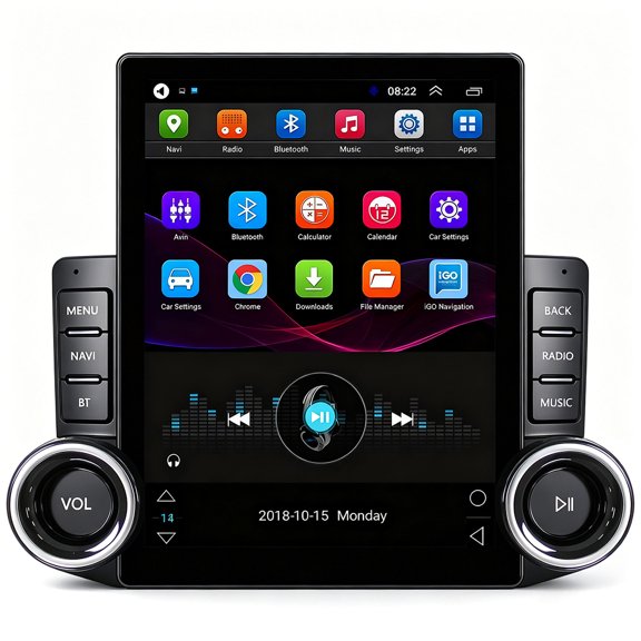 Geabo Universal Car Stereo 9.7" Touchscreen, Android 15 2+32G Quad Core Radio with CarPlay Android Auto GPS 5G WiFi Bluetooth 5.0 FM/RDS DSP SWC Mirror Link AHD Camera Voice Control