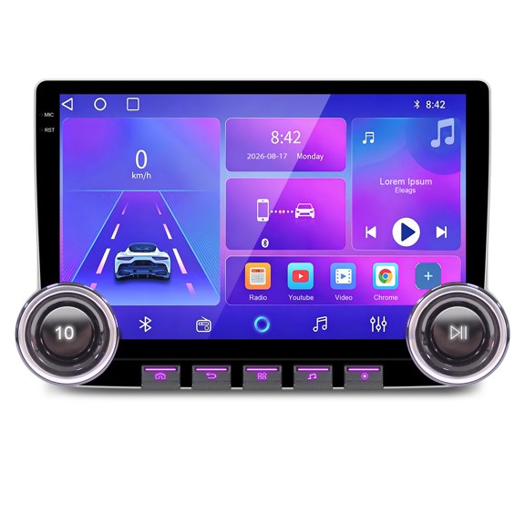 Geabo Universal Car Stereo Android 15 GPS Navigation with Carplay Android Auto 10.1-inch Car Player with AHD Backup Camera Quad Core 2+32G 5G WiFi Bluetooth 5.0 FM/RDS Radio SWC Mirror Link
