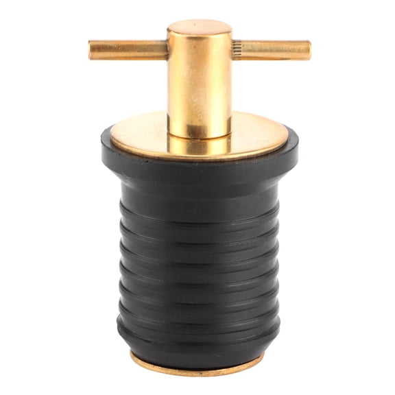 Gealach 1-Inch T-Handle Drain Plug, Brass and Rubber, for Boat Bilge, Transom, Seawall, 1-Pack