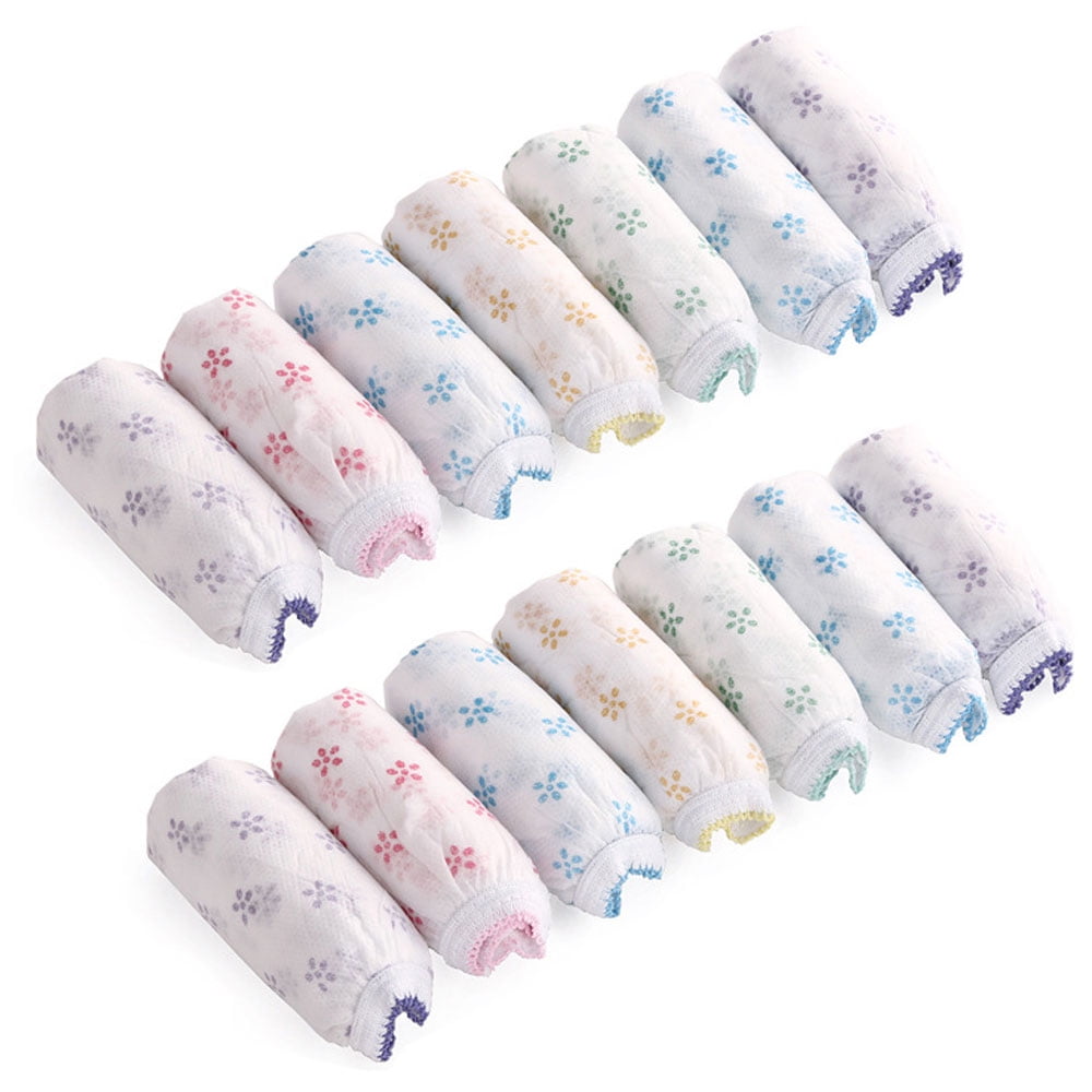 Gealach 10 pack Women's disposable briefs, 100% cotton, low waist, white print, XXL, suitable for travel and hospital use