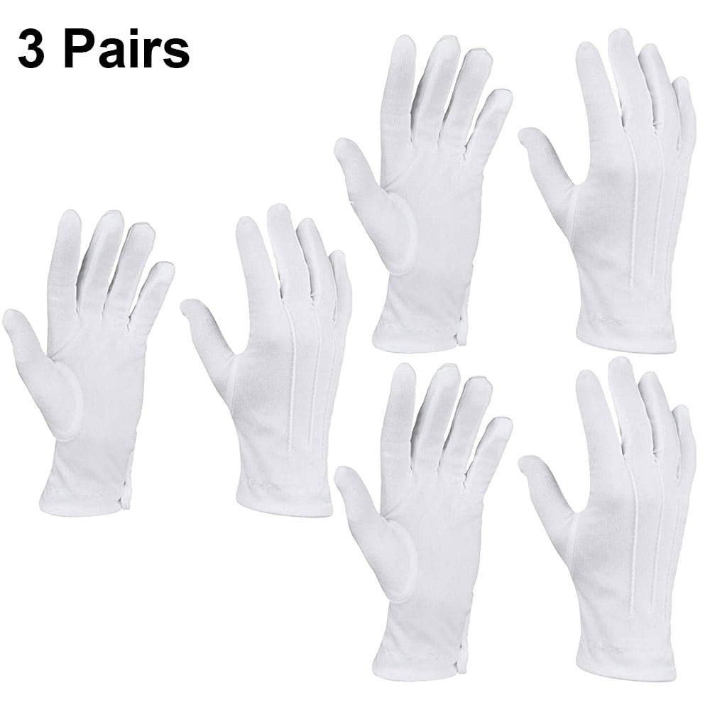 Marching Band Handschuhe Parade Formell Baumwolle M L XL 3 Paar Baumwolle Weiß Marching Band Parade Formelles Kleid Kostüm Weiße Handschuhe