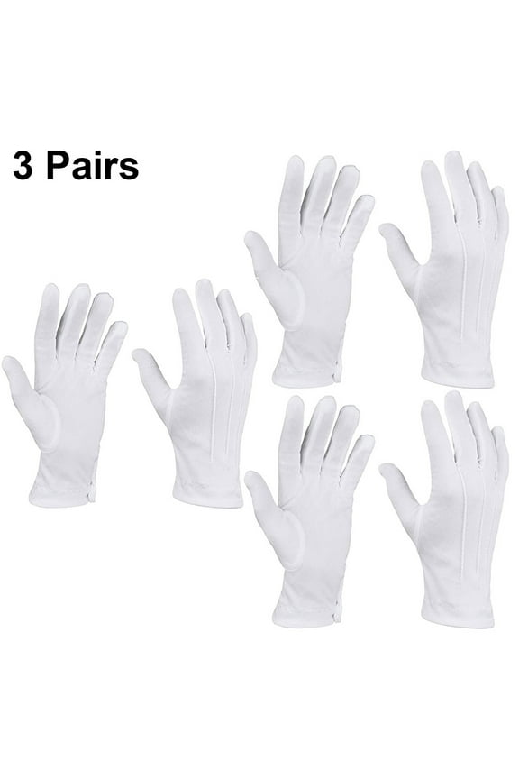 3 Pairs White Uniform Gloves, Stylish & Comfortable, Suitable for Police, Server, Funeral, Formal Tuxedo & Guard Parade Costumes