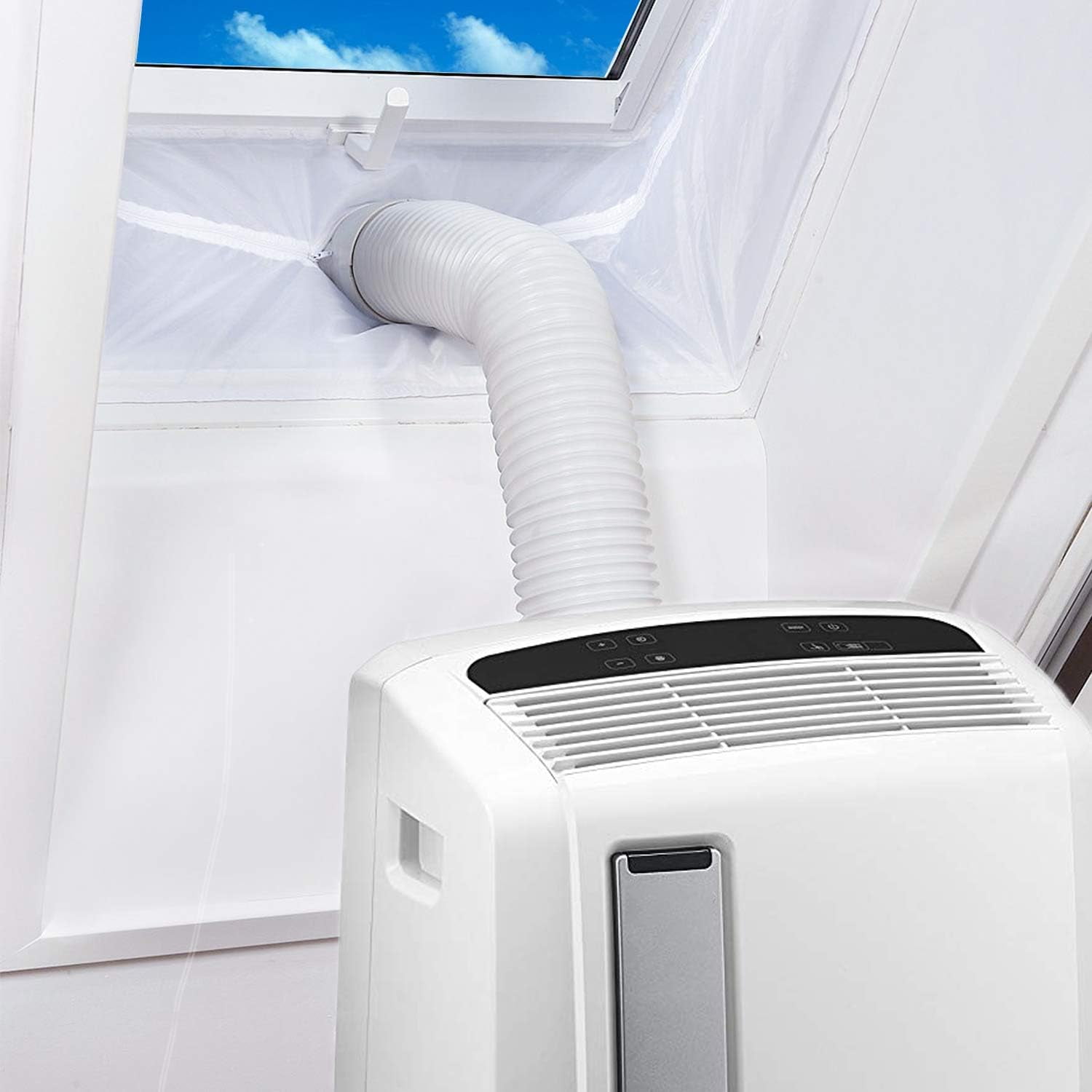 Gealach 300CM Air Conditioning Window Seal, Portable AC Vent Kit, Zippered Protection, Adhesive Fasteners, No Hot Air Exchange, Drum Dryer Compatible, 1 Kit