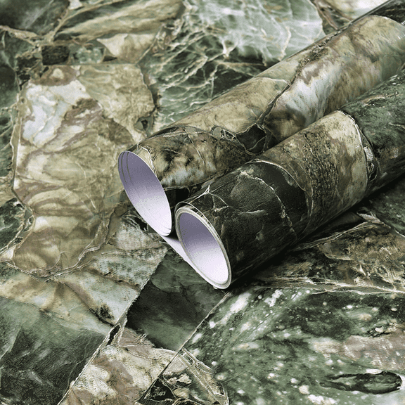 Gealach 3M 15.7''x118'' Marble Wallpaper, Peel & Stick, Waterproof, Gem Emerald Green