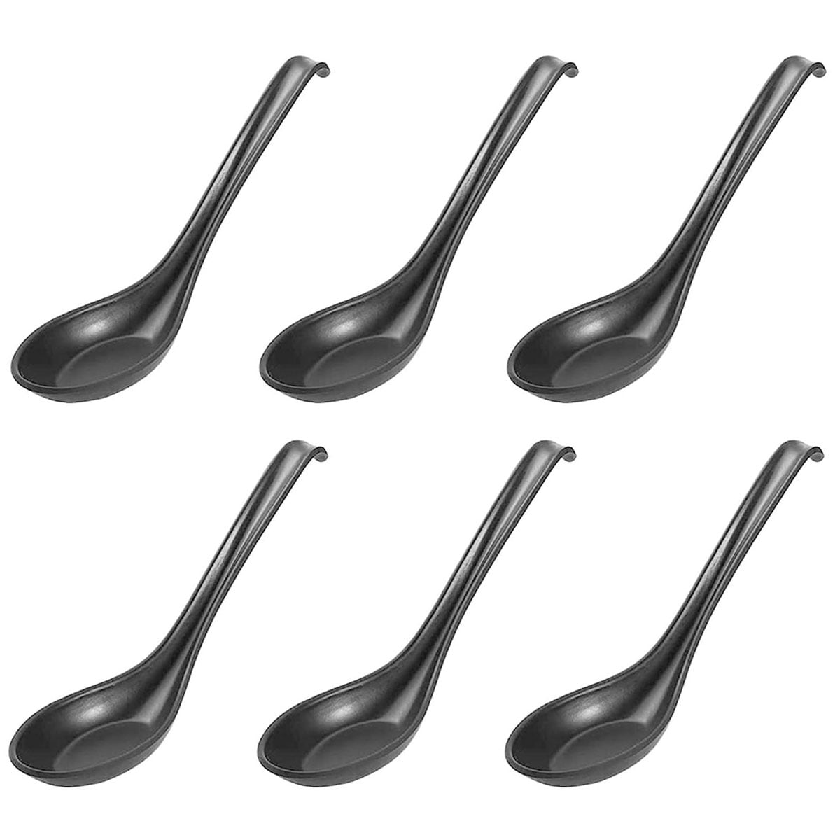 Gealach 6 Pieces Japanese Soup Spoon with Hook, Chinese Soup Spoon